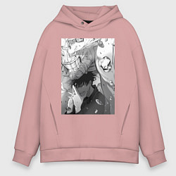 Толстовка оверсайз мужская Магическая битва Мэгуми Фусигуро призыв, цвет: пыльно-розовый