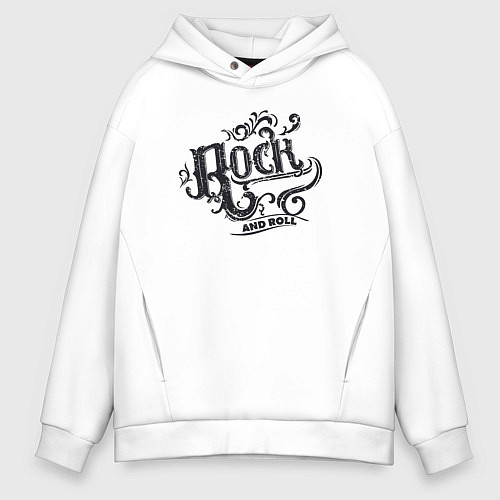 Мужское худи оверсайз Стиль рок-н-ролл / Белый – фото 1