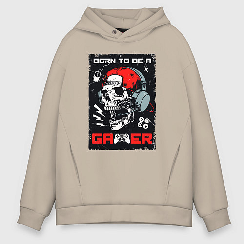 Мужское худи оверсайз Born to be gamer / Миндальный – фото 1