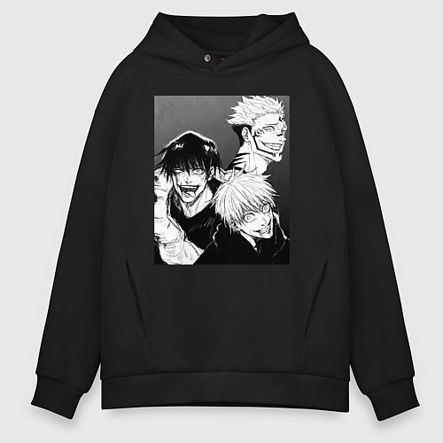 Мужское худи оверсайз Магическая битва Тодзи Фусигуро Сукуна Рёмэн / Черный – фото 1