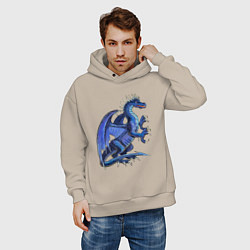 Толстовка оверсайз мужская Azure dragon, цвет: миндальный — фото 2