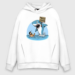 Мужское худи оверсайз Free hugs - shark