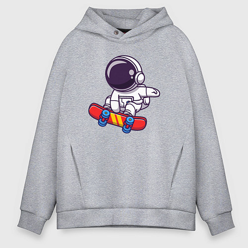 Мужское худи оверсайз Скейтер космонавт / Меланж – фото 1