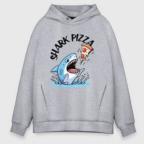 Мужское худи оверсайз Shark pizza - ai art fantasy / Меланж – фото 1