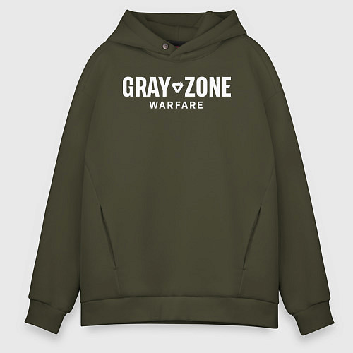Мужское худи оверсайз Gray zone warfare logo / Хаки – фото 1