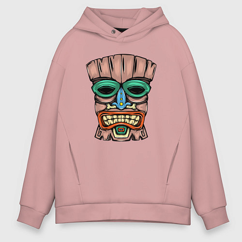 Мужское худи оверсайз Tiki face / Пыльно-розовый – фото 1