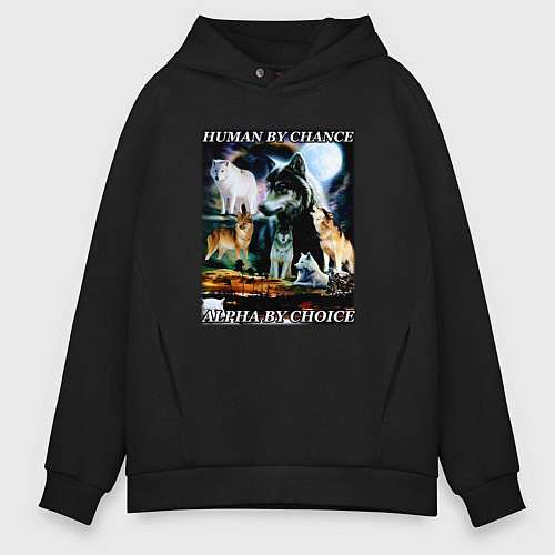 Мужское худи оверсайз Человек по шансу - альфа по выбору / Черный – фото 1