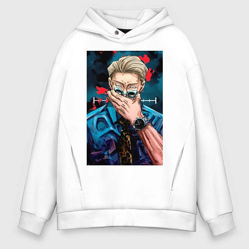 Мужское худи оверсайз Магическая битва Кэнто Нанами маг первого класса а / Белый – фото 1