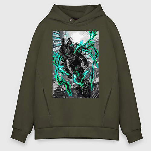 Мужское худи оверсайз Моя геройская академия Идзуку Мидория причуда / Хаки – фото 1