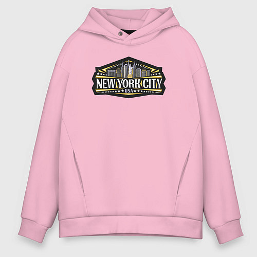 Мужское худи оверсайз USA Ney York city / Светло-розовый – фото 1