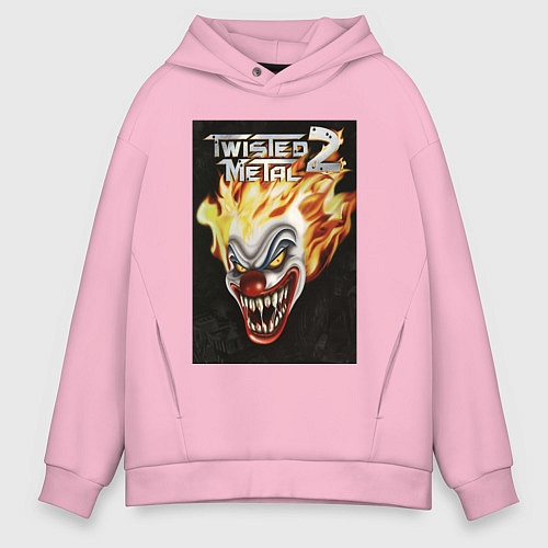 Мужское худи оверсайз Twisted metal 2 - clown head / Светло-розовый – фото 1