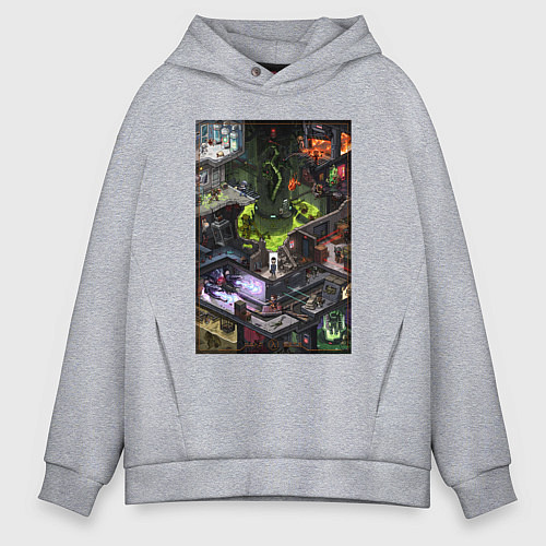 Мужское худи оверсайз Half life 1 - levels and bosses / Меланж – фото 1