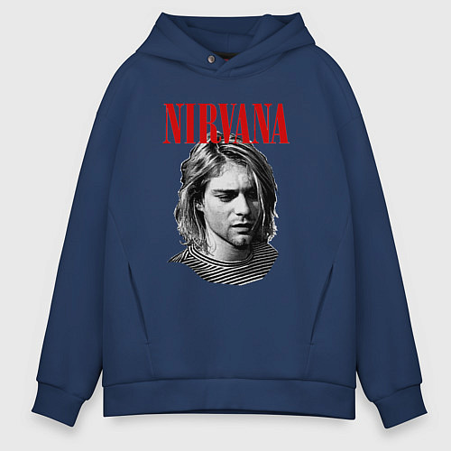 Мужское худи оверсайз Nirvana kurt donald cobain / Тёмно-синий – фото 1