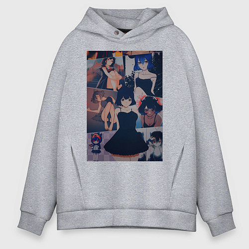 Мужское худи оверсайз Чёрный клевер Секре Сваллотейл / Меланж – фото 1