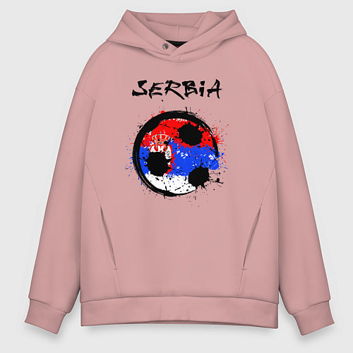 Мужское худи оверсайз Сборная - Сербия / Пыльно-розовый – фото 1