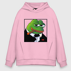 Толстовка оверсайз мужская Пепе буржуй в смокинге, цвет: светло-розовый