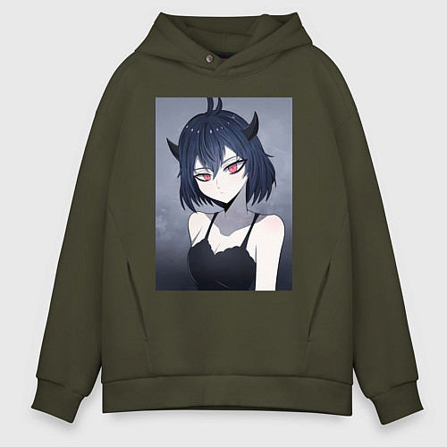 Мужское худи оверсайз Чёрный клевер Секре Сваллотейл Неро / Хаки – фото 1