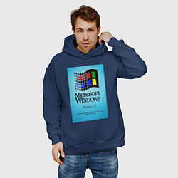 Толстовка оверсайз мужская Windows 3, цвет: тёмно-синий — фото 2