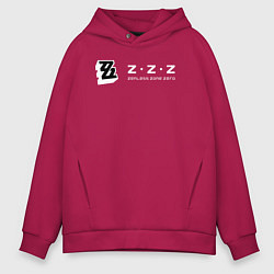 Толстовка оверсайз мужская Zenless zone zero логотип, цвет: маджента