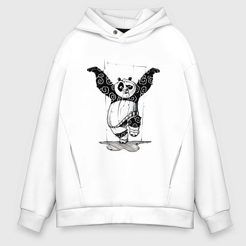 Мужское худи оверсайз Кунгфу панда По / Белый – фото 1