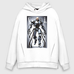 Толстовка оверсайз мужская Cyber Lenin - armor on suction cups, цвет: белый