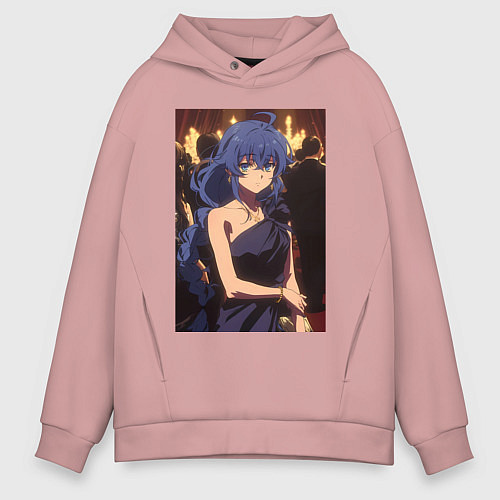 Мужское худи оверсайз Реинкарнация безработного Рокси Мигурдия в платье / Пыльно-розовый – фото 1