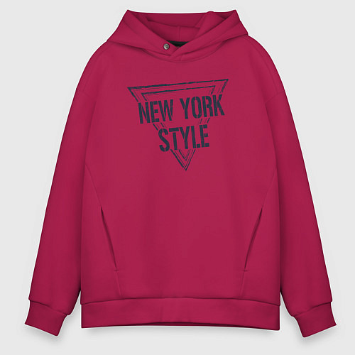 Мужское худи оверсайз USA - New York / Маджента – фото 1
