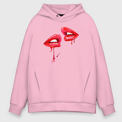 Мужское худи оверсайз Sexy lips / Светло-розовый – фото 1