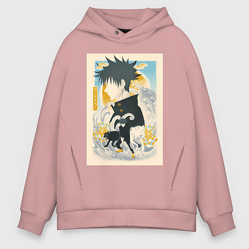 Мужское худи оверсайз Магическая битва Мэгуми Фусигуро тень / Пыльно-розовый – фото 1