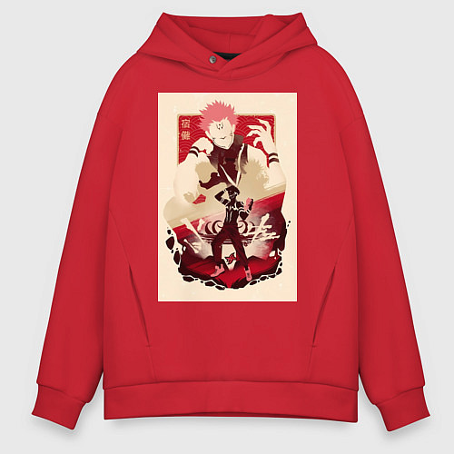 Мужское худи оверсайз Магическая битва Сукуна Рёмэн король арт / Красный – фото 1