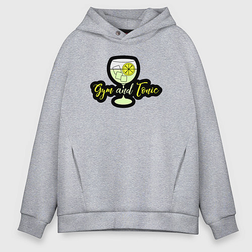 Мужское худи оверсайз Жим и тоник / Меланж – фото 1
