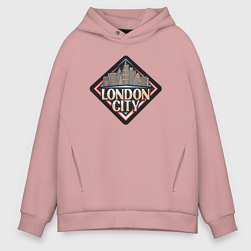 Мужское худи оверсайз Город - Лондон / Пыльно-розовый – фото 1