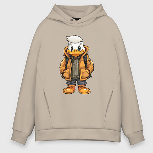 Мужское худи оверсайз Утёнок в тёплой куртке / Миндальный – фото 1