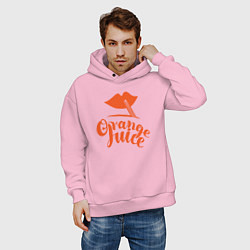 Толстовка оверсайз мужская Вкусный апельсиновый сок, цвет: светло-розовый — фото 2