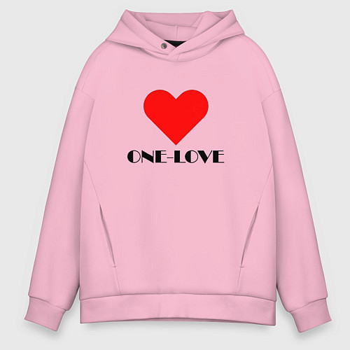 Мужское худи оверсайз One - love / Светло-розовый – фото 1