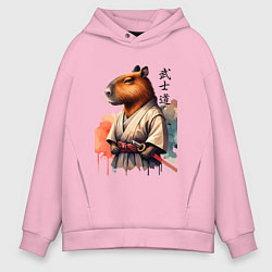Мужское худи оверсайз Capybara samurai - ai art fantasy