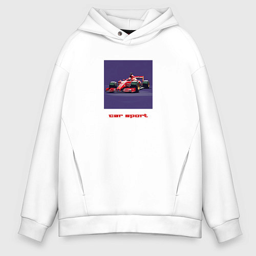 Мужское худи оверсайз Formula One race car red / Белый – фото 1