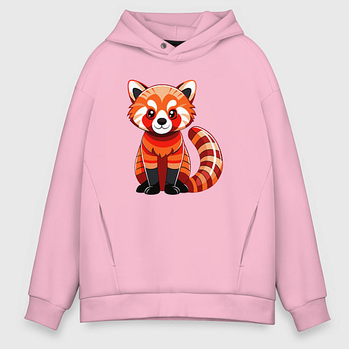 Мужское худи оверсайз Красная панда с роскошным хвостом / Светло-розовый – фото 1