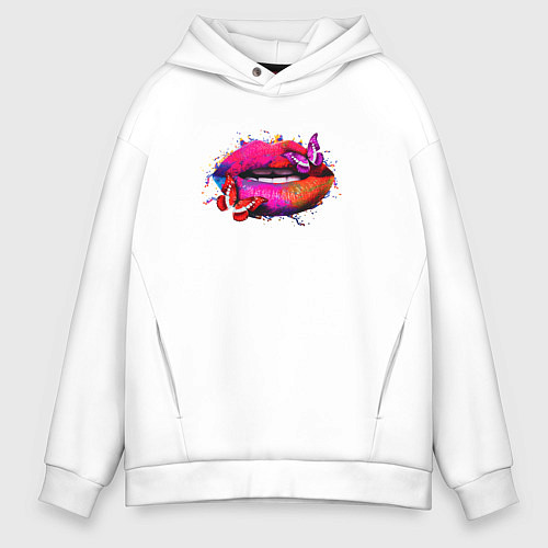 Мужское худи оверсайз Чужие губы / Белый – фото 1
