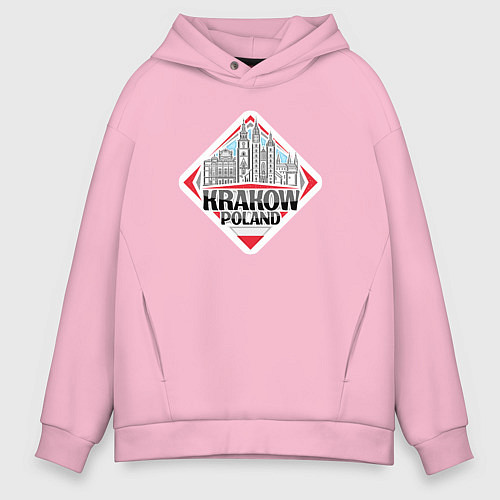 Мужское худи оверсайз Краков Польша / Светло-розовый – фото 1