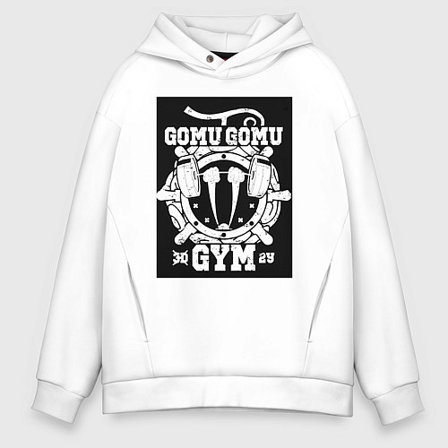 Мужское худи оверсайз Ван-Пис Луффи Монки Д плод / Белый – фото 1