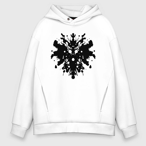 Мужское худи оверсайз Тест Роршаха - психоделическая абстракция / Белый – фото 1
