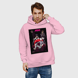 Толстовка оверсайз мужская Нана Осаки группа, цвет: светло-розовый — фото 2