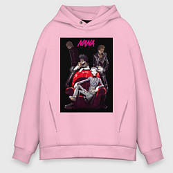 Толстовка оверсайз мужская Нана Осаки группа, цвет: светло-розовый