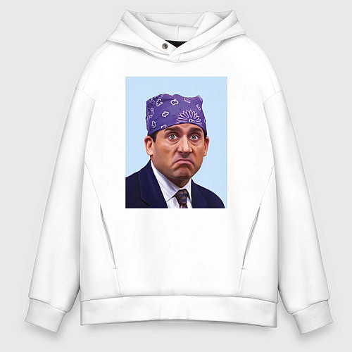 Мужское худи оверсайз Michael Scott - Prison mike the office meme / Белый – фото 1