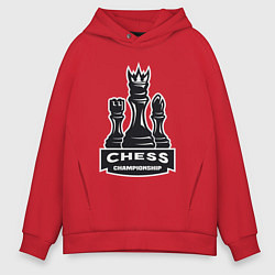 Толстовка оверсайз мужская Шахматный чемпионат, цвет: красный