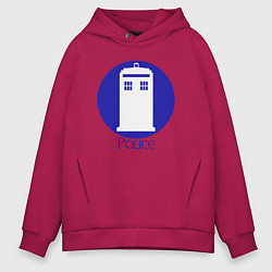 Толстовка оверсайз мужская Tardis police, цвет: маджента