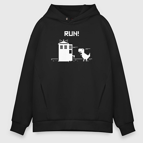 Мужское худи оверсайз Tardis run / Черный – фото 1