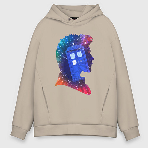 Мужское худи оверсайз Tardis and doctor / Миндальный – фото 1