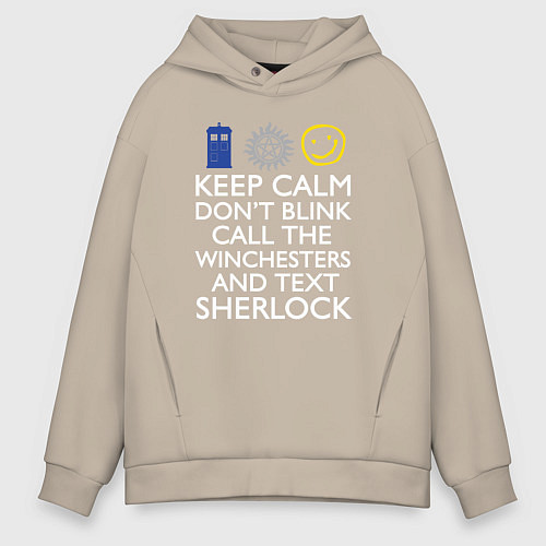 Мужское худи оверсайз Doctor Sherlock / Миндальный – фото 1